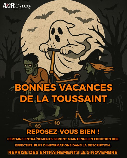 🎃 Bonnes vacances de la Toussaint ! Certains entraînements continuent pendant les vacances.